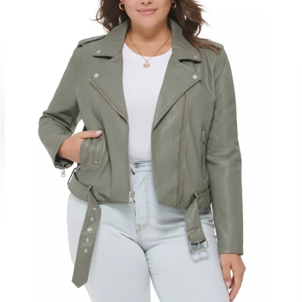 NWT Levi's Sage Faux Leather Belted Moto Jacket Size 2X